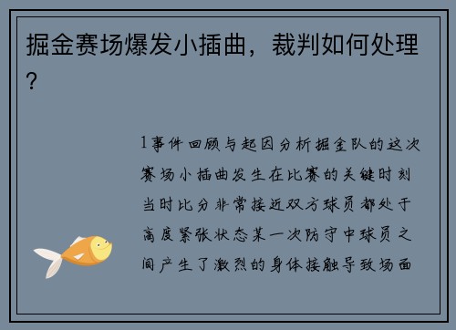 掘金赛场爆发小插曲，裁判如何处理？